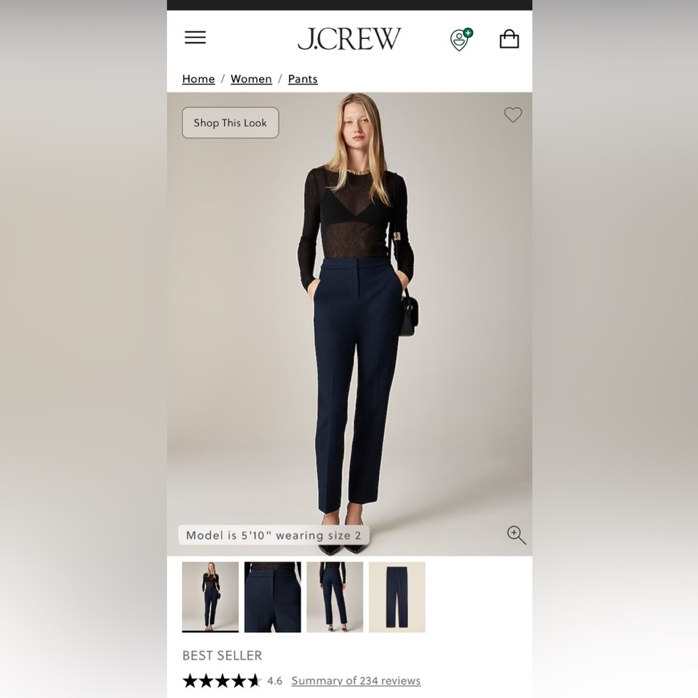 J. Crew Kate business casual pants size 2 navy excellent condition
